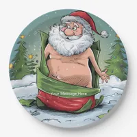 Funny Dirty Santa Christmas Collection Paper Plates