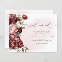 Budget Burgundy Blush Floral Wedding Announcement