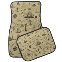 Vintage Nautical Sailing Ships Coastal Travel  Car Mat