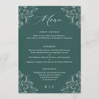 Elegant Emerald Green Vintage Wedding Menus