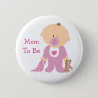 Mom to Be Pink Baby Shower Button