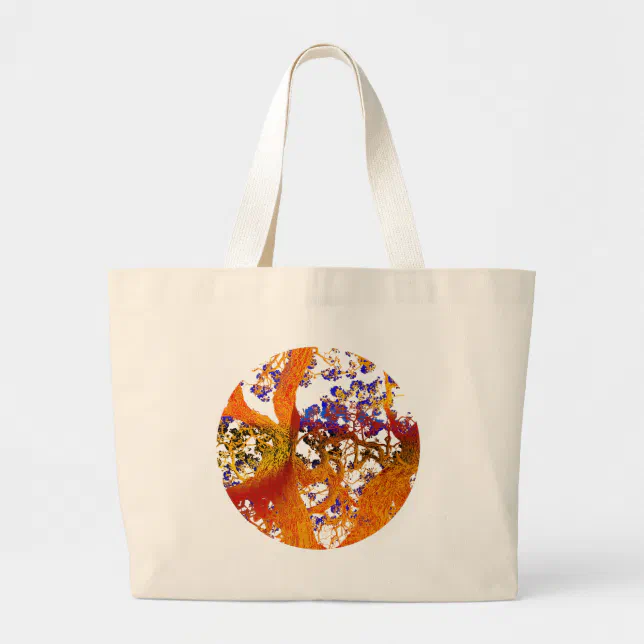 Arbre fleuri doré large tote bag