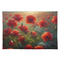 Pretty Red Poppy Field on a Summer Day Cloth Placemat