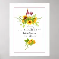 Sunflowers Bridal Shower Wine Tasting Welcome Poster