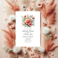 Peach Fuzz Floral Wedding Invitation