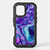 Purple and Blue Marbling Effect Fluid Art iPhone 16 Case