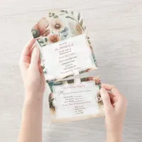 Watercolor Cottagecore Wedding (with envelope) All In One Invitation