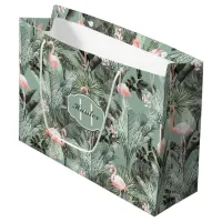 Flamingo Orchid Tropical Pattern Sage ID868 Large Gift Bag