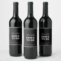 Bride To Be Black And White Bachelorette Wine Label