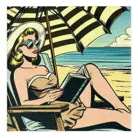 Retro Pop Art Lady on the Beach