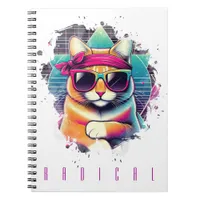 Retro Radical Cat with Bandana and Sunglasses Notebook