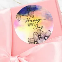 Elegant Pastel Floral Watercolor Mother's Day Classic Round Sticker