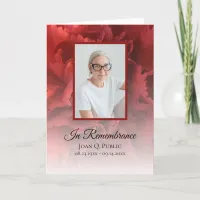 Red Carnation Floral Funeral Service Folded Program