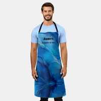 Blue Marble Effect Elegant Style   Apron