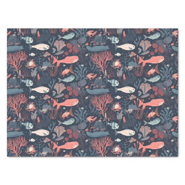 Cartoonish Fish and Sea Life Repeating Pattern