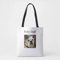 Personalized Dog Photo and Name Tote Bag