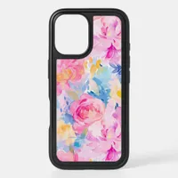 Pink and Blue Abstract Watercolor Flowers iPhone 16 Case