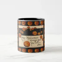 Vintage Smiling Halloween Jack o'Lanterns Two-Tone Coffee Mug