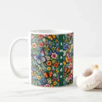 Colorful Mug with Flowers and Butterflies