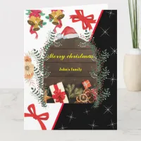 Botanical floral typography arch merry christmas  card