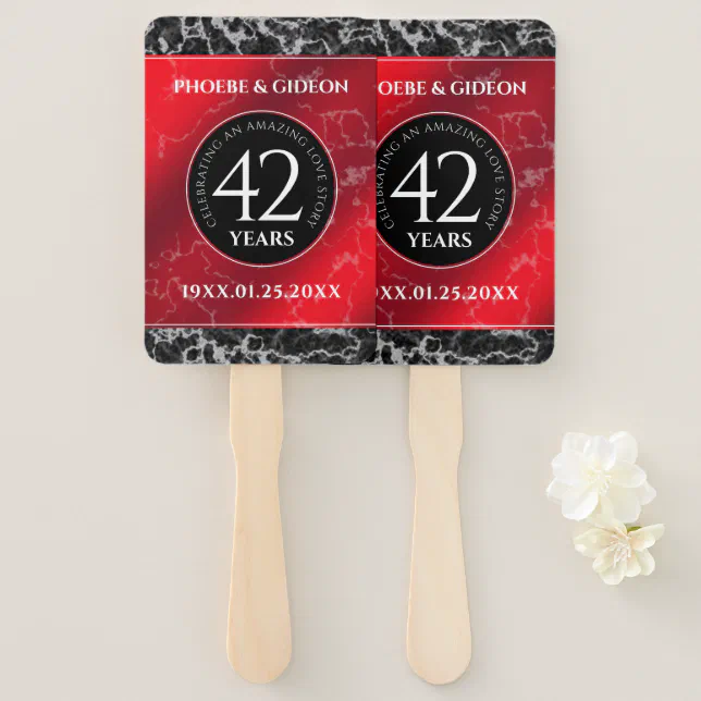 Elegant 42nd Jasper Wedding Anniversary Hand Fan