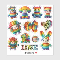 Rainbow Animals and Leopard Print Sticker Sheet