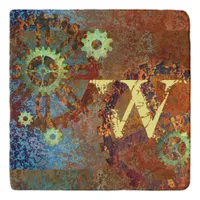 Personalized Steampunk Rusty Clockwork Gears   Trivet