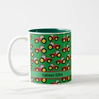 Farmer and Homesteader Mini Tractors on Grass Two-Tone Coffee Mug