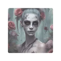 Zombie Girl in the Roses  Metal Print