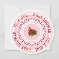 Pink and Burgundy Girl's Baby Shower Invitations