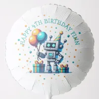 Pixel Art Robot in Orange and Teal Birthday  Balloon