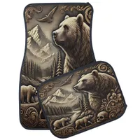 Tranquil River with Leather Bear Car Floor Mat