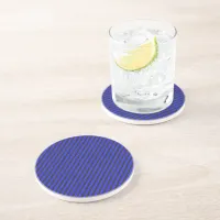Black Blue Thin Diagonal Stripes Drink Coaster