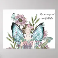 Enchanted Garden Cute Pink and Blue Flower Fairy  Poster