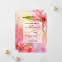 Pink Hibiscus Flower Wedding Floral Announcement