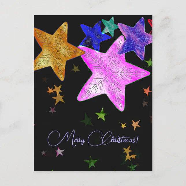 Multicolor shining stars- Merry Christmas! Postcard