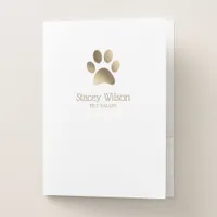 Gold Paw Print Logo On White Background Pocket Folder