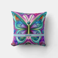 Blue and Purple Butterfly Throw Pillow