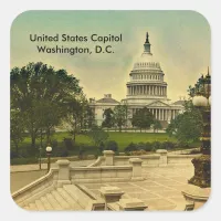 United States Capitol from Library Steps Date 1898 Square Sticker