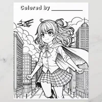 Color Me Page | Anime Superhero Girl