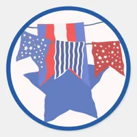 Patriotic Buntings and Star Classic Round Sticker