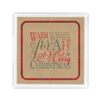 Warm Wishes Kraft & Tartan Red/Green ID589 Acrylic Tray