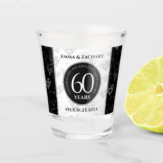 Elegant 60th Diamond Wedding Anniversary Shot Glass