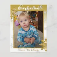 Add a Photo to this Gold Christmas Card