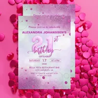 Elegant Feminine Pink Foil Balloons 21st Birthday Invitation