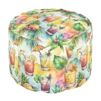 Tropical Drink Vacation Round Pouf