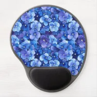 Watercolor Style Pansies Blue Purple Floral Print Gel Mouse Pad