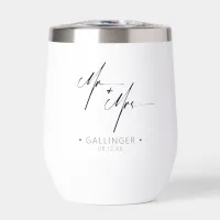 Modern Calligraphy Mr & Mrs Black ID1025 Thermal Wine Tumbler