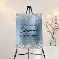 Silver Glitter Light Blue Foil 18th Birthday Foam Board