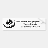 Programmer Engineer Funny Joke Statement Binary Bumper Sticker